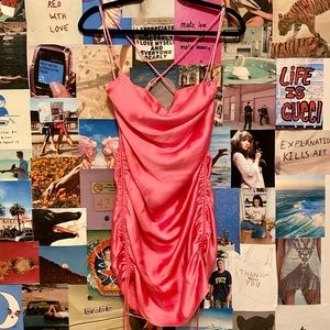 Pink satin Zara minidress NWOT